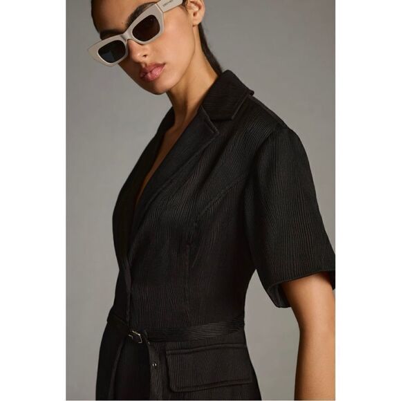 NEW Anthropologie 4SI3NNA Lorenzo Black Short-Sleeve Belted Blazer Dress X-Large - Picture 3 of 3